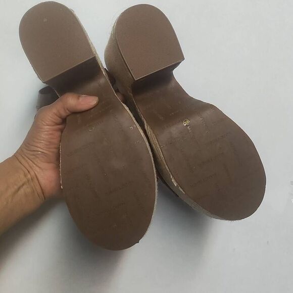 Marc Fisher corksole summer leather platform Y2K sandals high heel wedge espadri - Picture 6 of 9